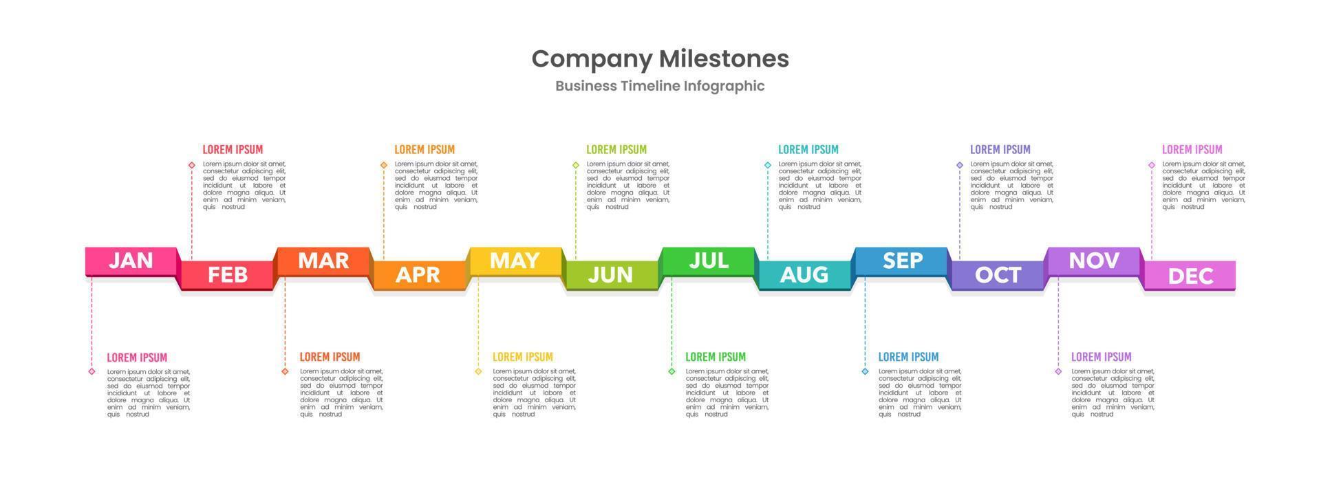 Infographic business concept with 12 months to success. Business presentation data in 12 months. Workflow, Annual reports. Vector illustration.