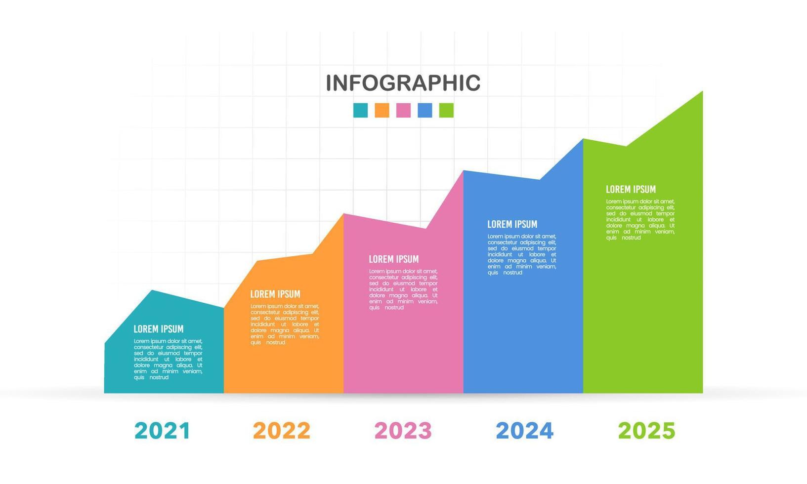 5-year business growth infographic chart. Vector illustration.