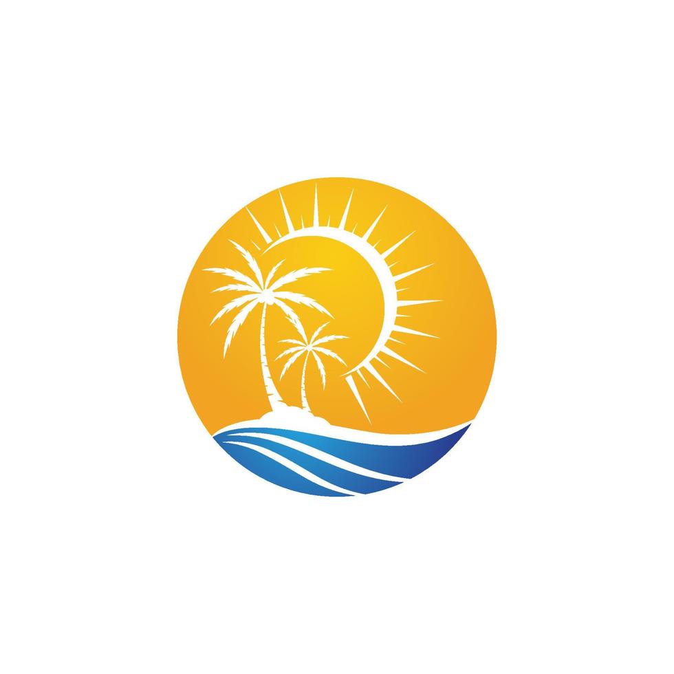 Palm tree summer logo template vector