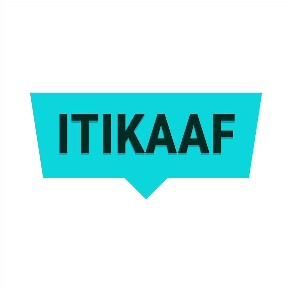 Itikaaf Turquoise Vector Callout Banner with Information on Donations and Seclusion During Ramadan