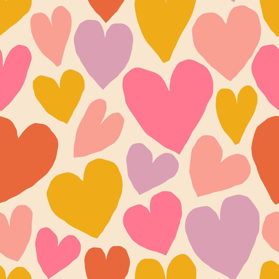 Cute cutout hearts pattern. Vector romantic texture with hearts. Love, heart - modern background