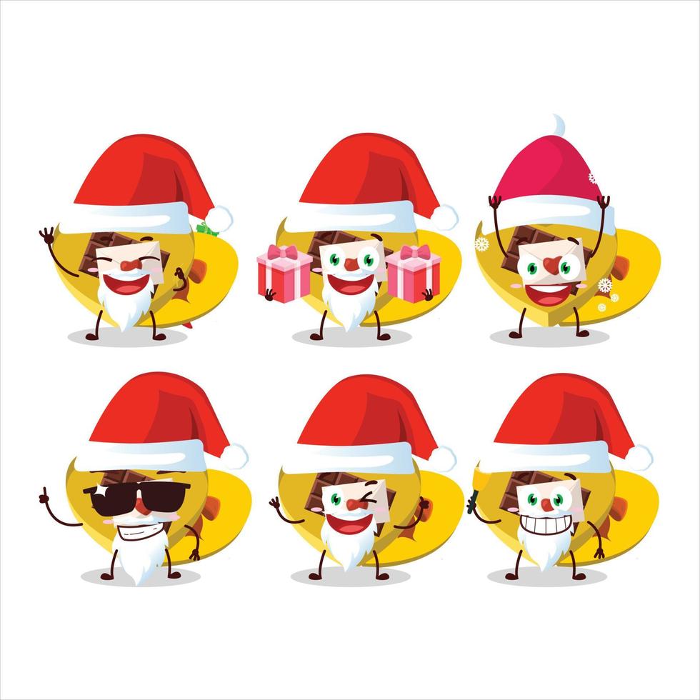 Santa Claus emoticons with yellow love open gift box cartoon character vector