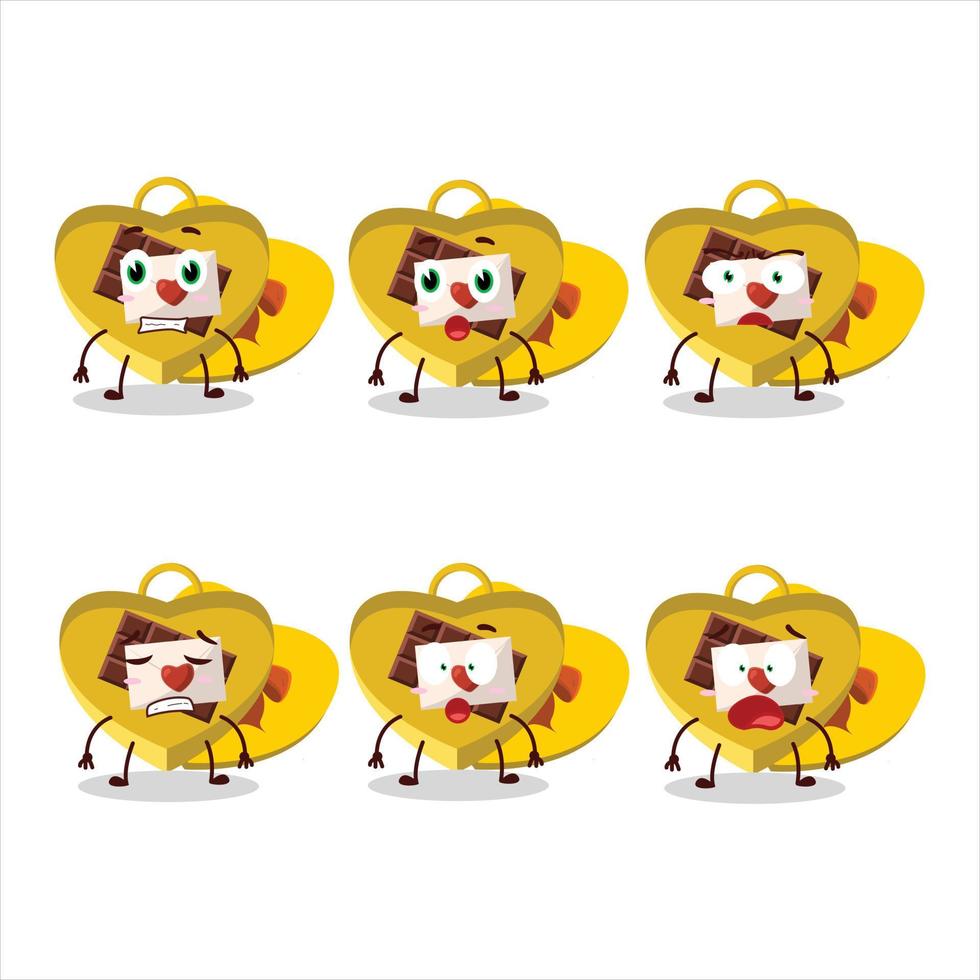 Character cartoon of yellow love open gift box with scared expression vector
