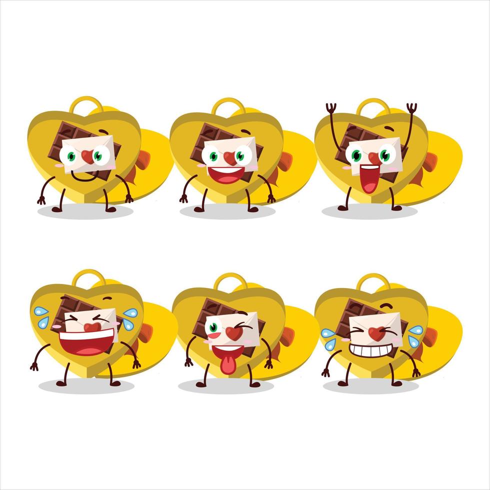 Cartoon character of yellow love open gift box with smile expression vector