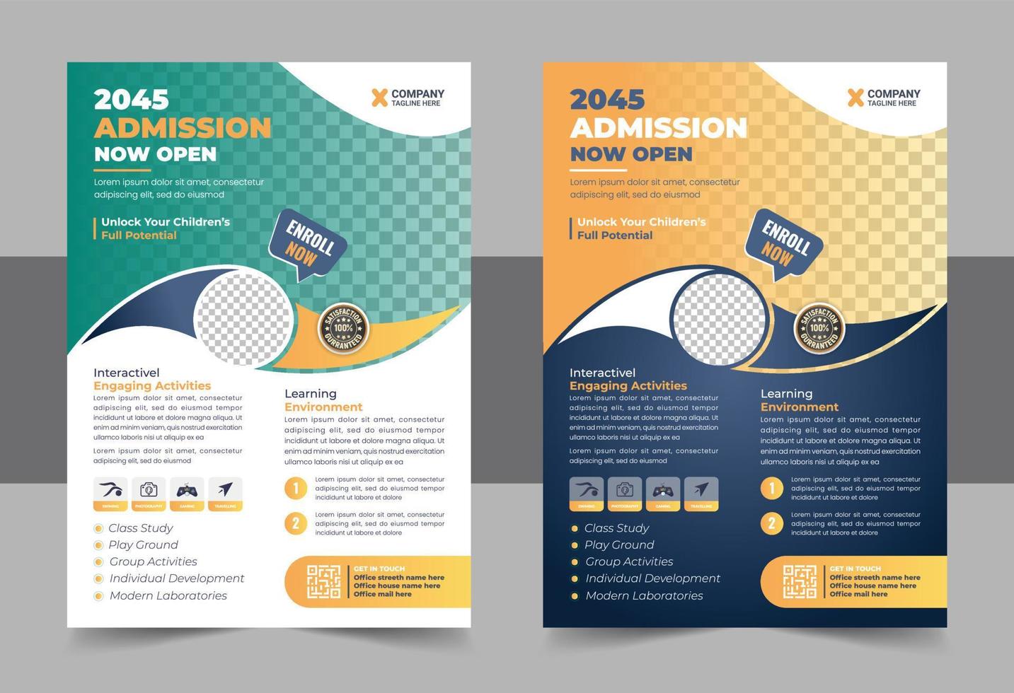 School admission flyer design. back to school flyer design set. Back to school admission promotion flyer. school admission business flyer template vector