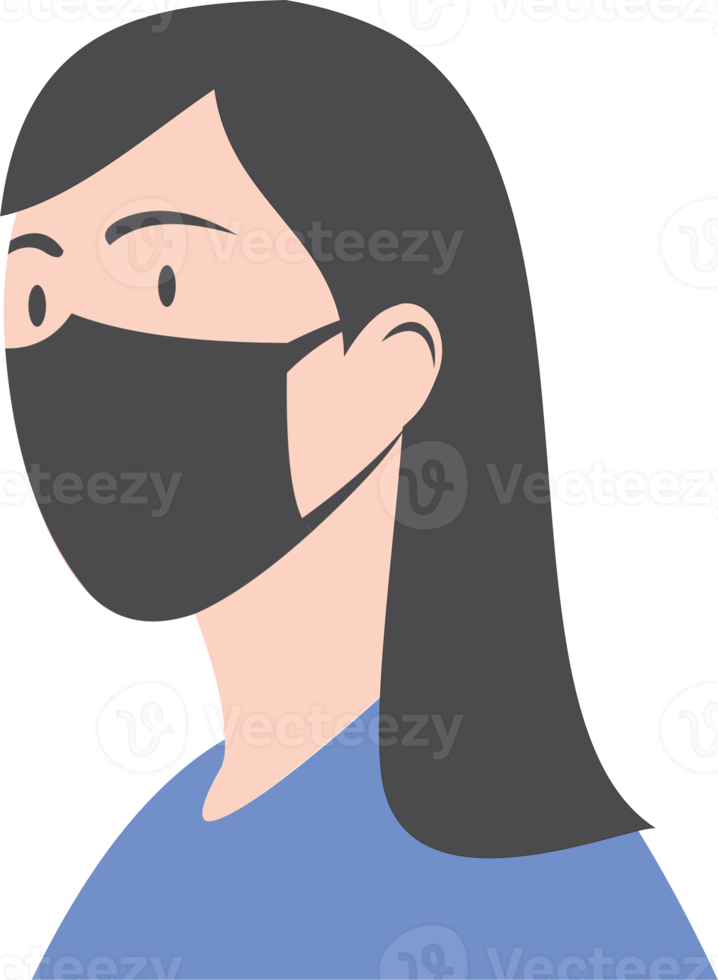 The woman wear black mask PNG