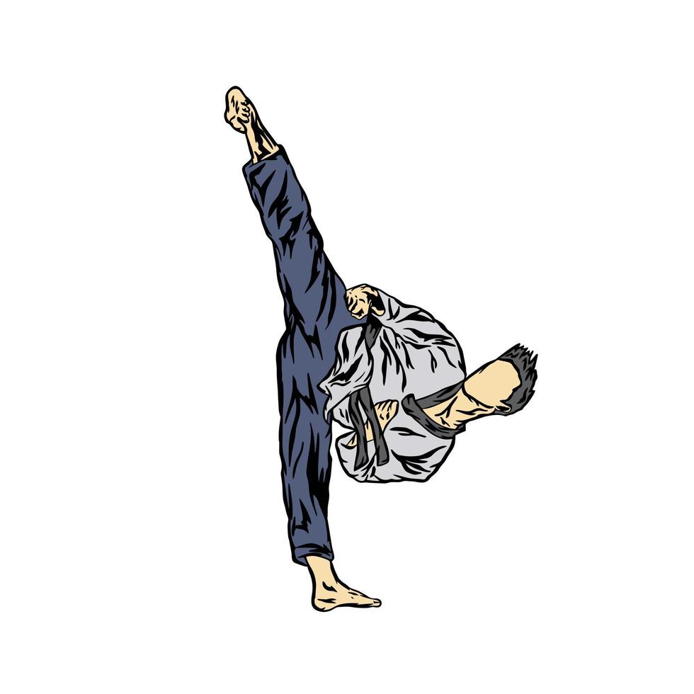 ilustration of taekwondoin doing high kick for taekwondo logo vector