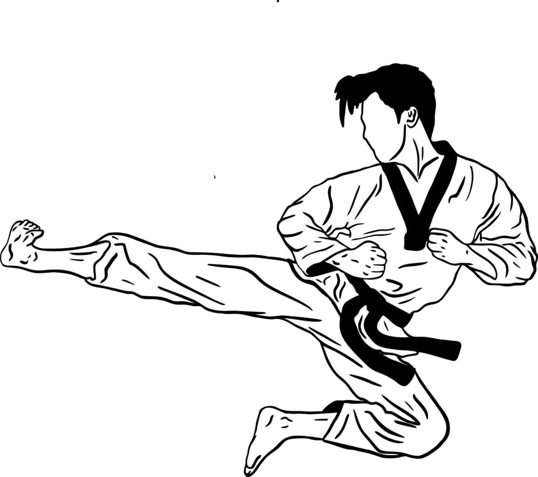 ilustracion de taekwondoin haciendo alto patada para taekwondo logo vector