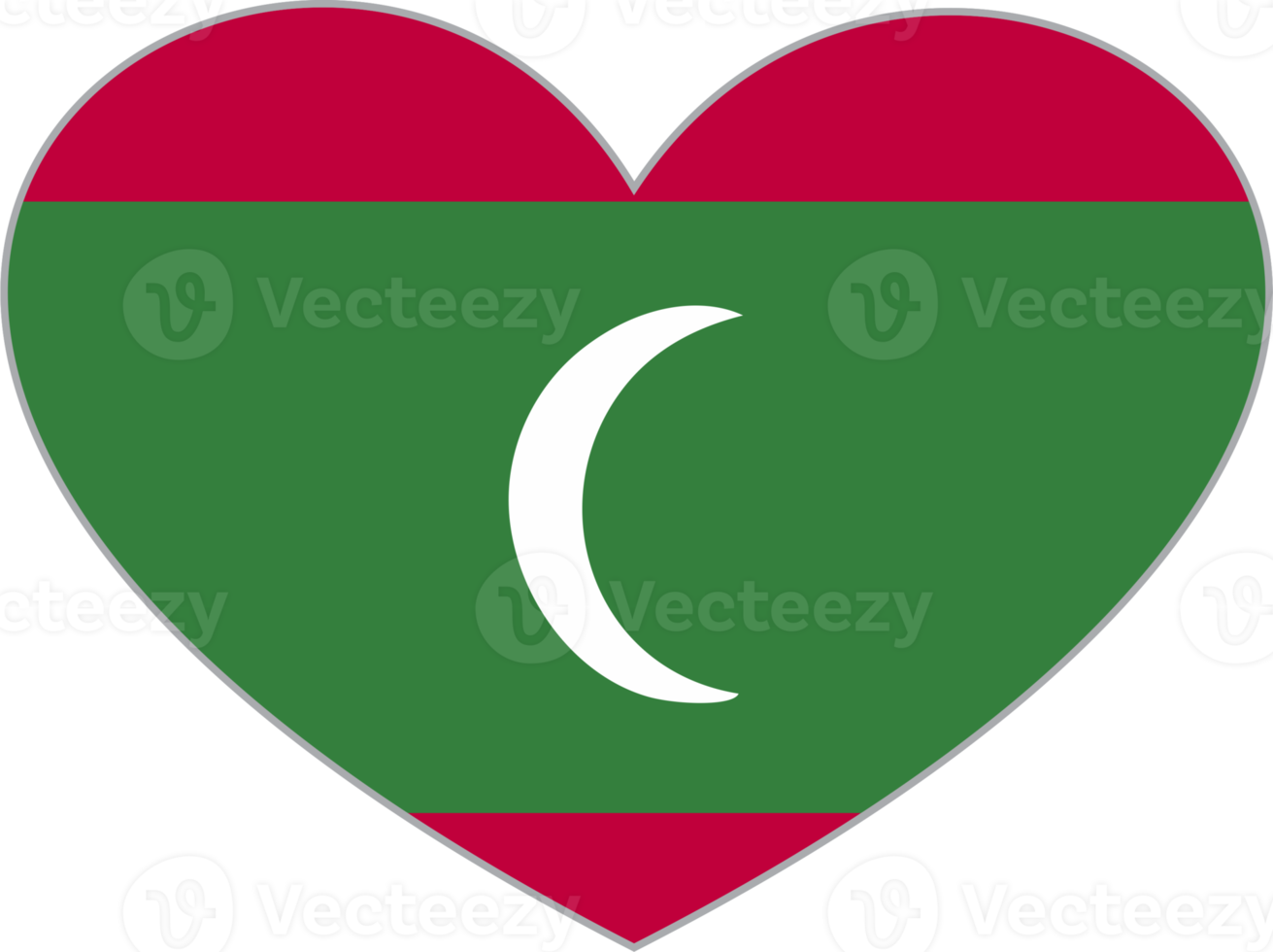 Maldives flag heart shape PNG