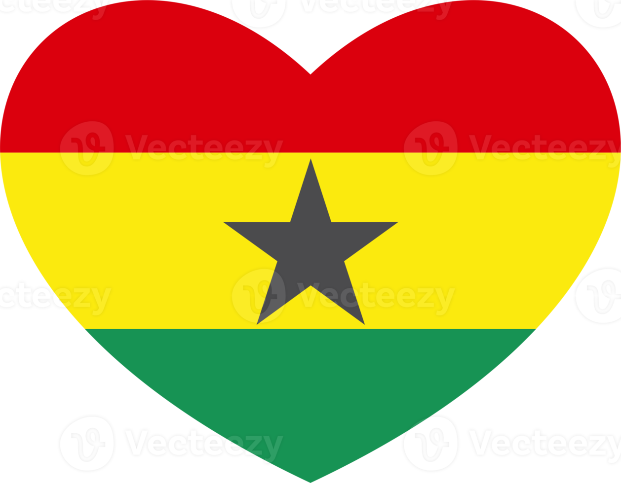 Ghana flag heart shape PNG