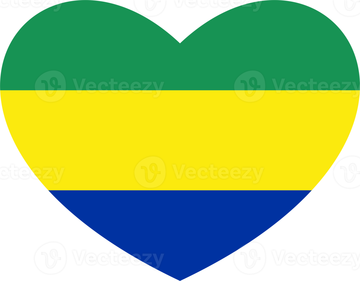 Gabon flag heart shape PNG