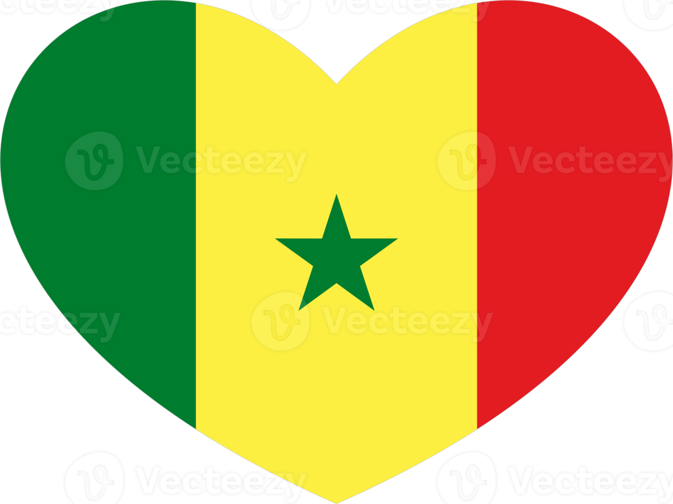 Senegal flag heart shape PNG