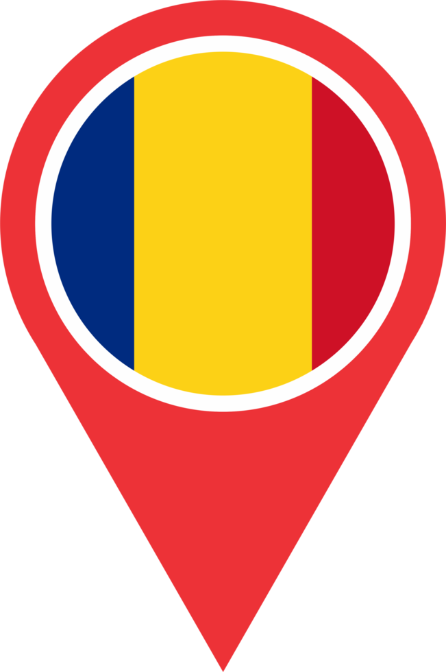Romania flag pin map location PNG