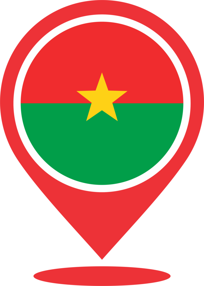 Burkina Faso flag pin map location PNG