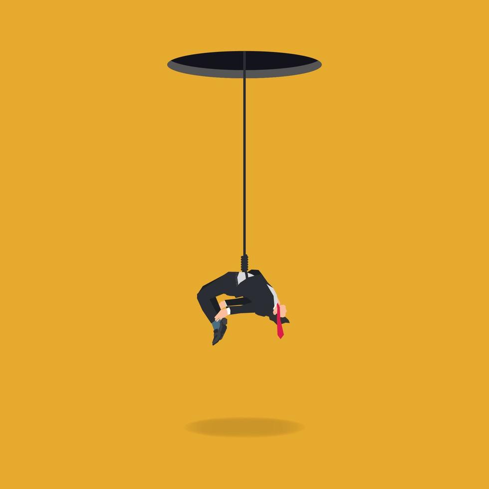 Businessman pulled by ropes through the hole. Recruitment or hiring employee concept vector illustration