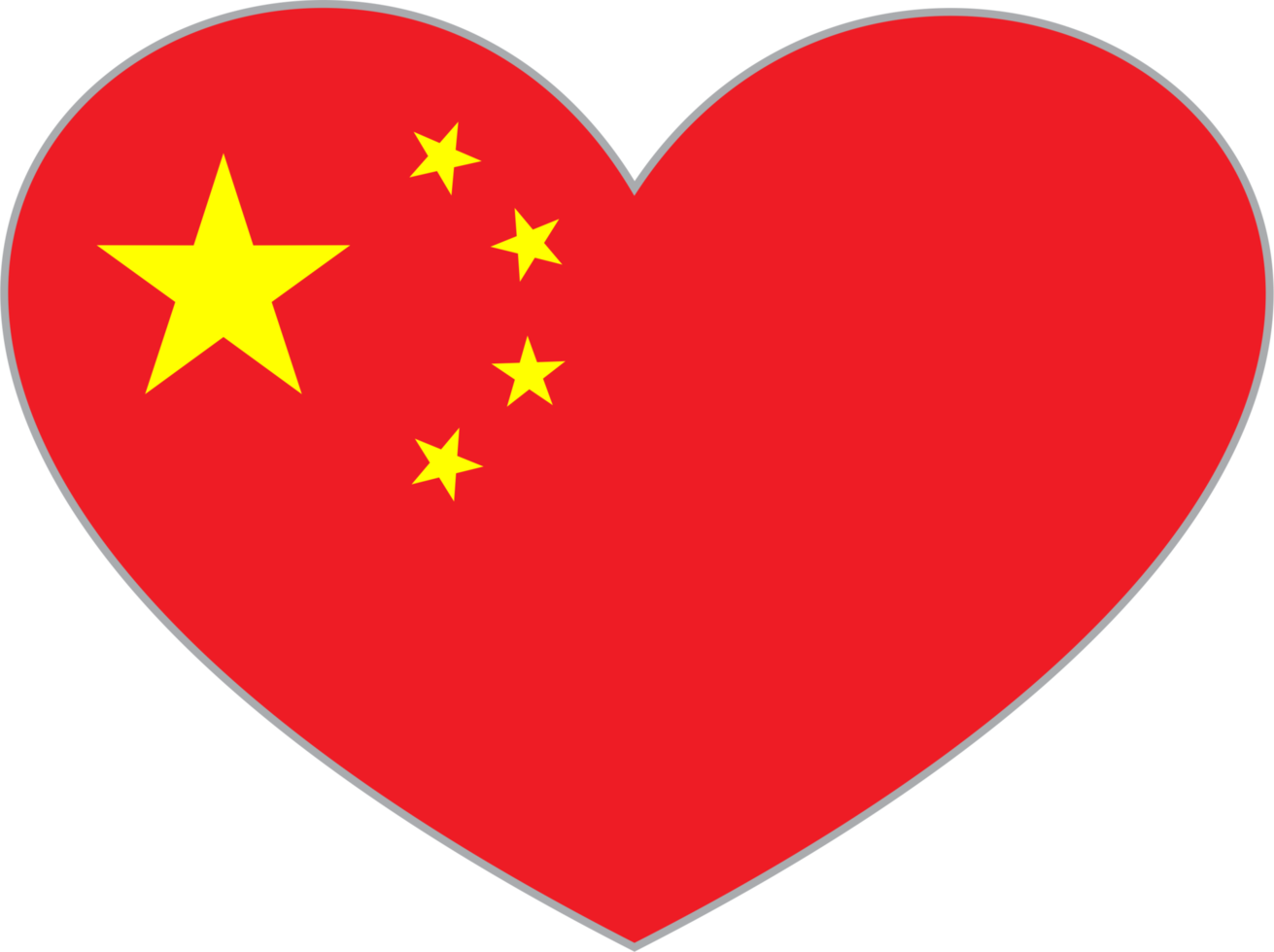 Chine drapeau cœur forme png