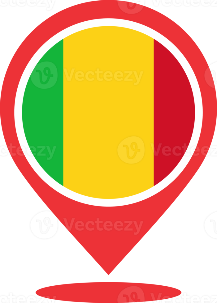 Mali vlag pin kaart plaats PNG