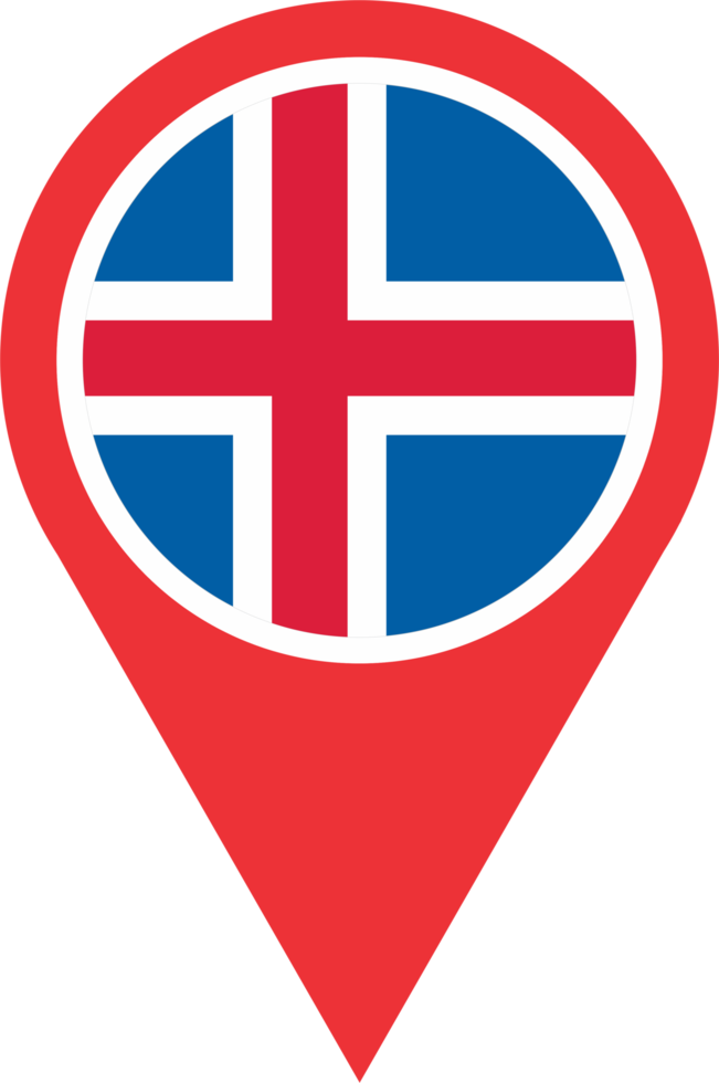 Iceland flag pin map location PNG