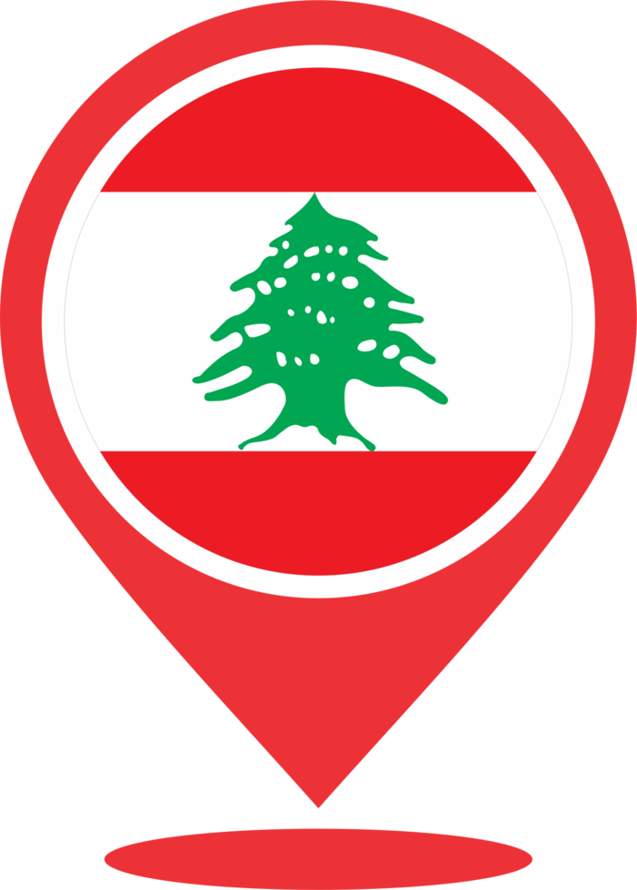 Líbano bandera alfiler mapa ubicación png