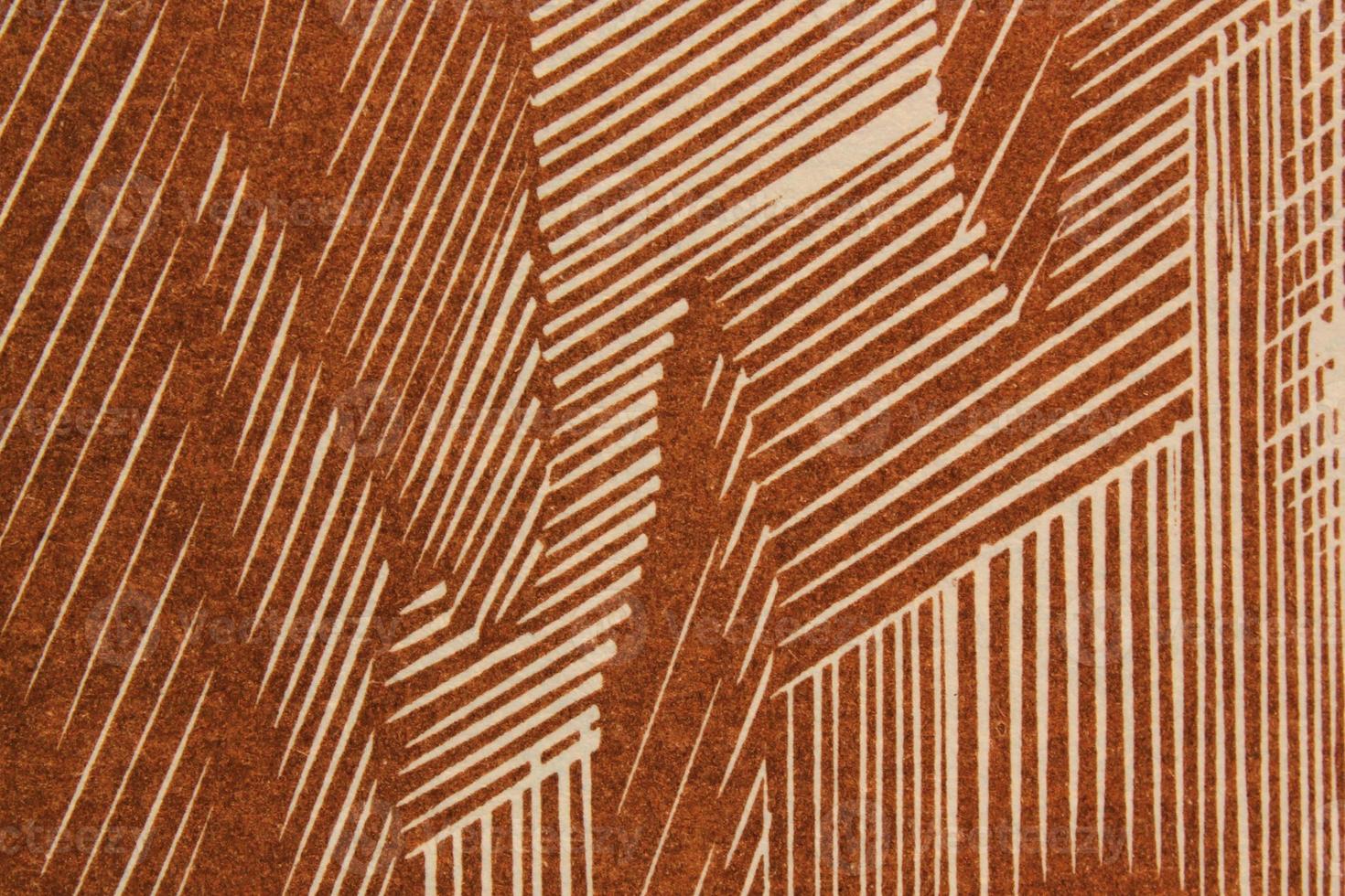 Abstract paper brown geometric asymmetrical texture striped surface lines background. Structure design cardboard shape backdrop. Decoration holiday interior concept. Flatlay, close-up, top view photo