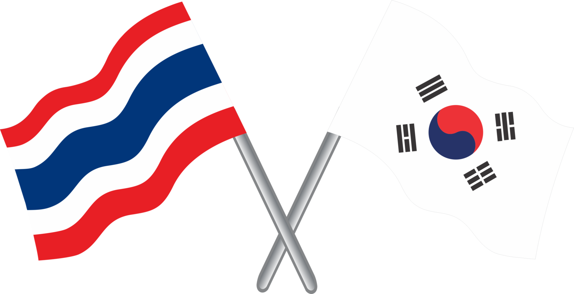 Korea and Thai flag PNG