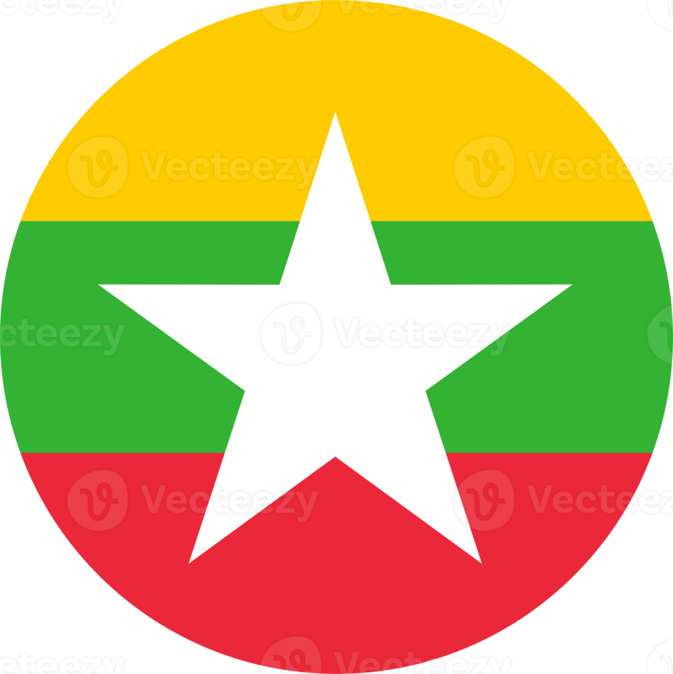 Myanmar flag round shape PNG