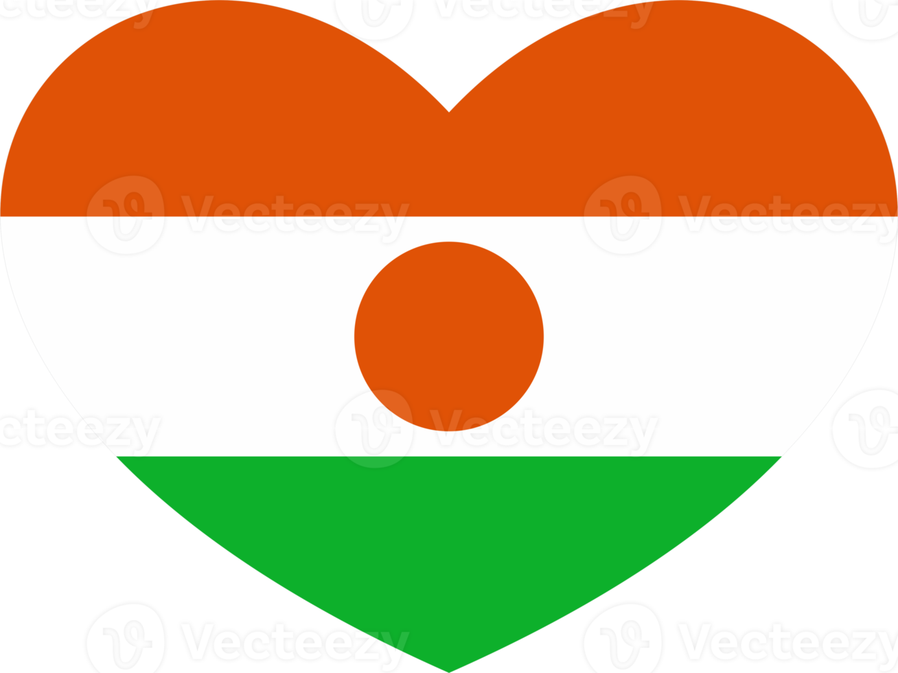 Niger  flag heart shape PNG