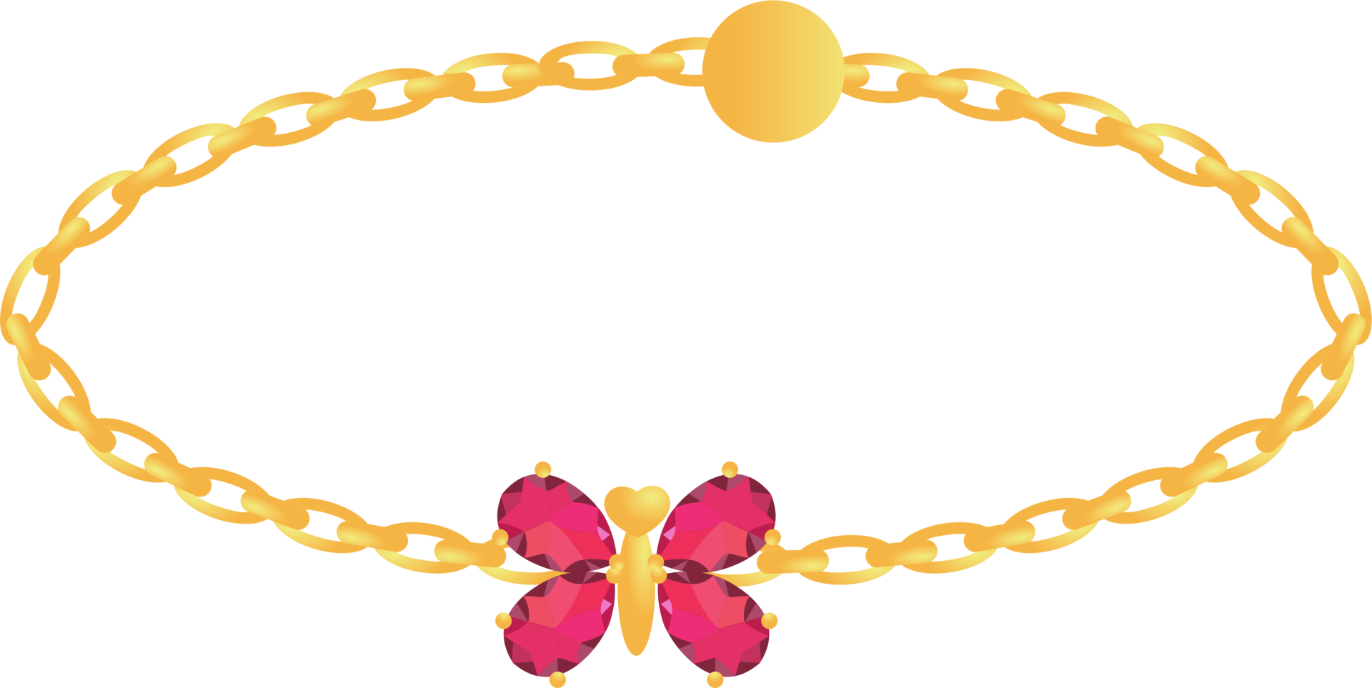Butterfly gold bracelet with red gemstone 22110125 PNG