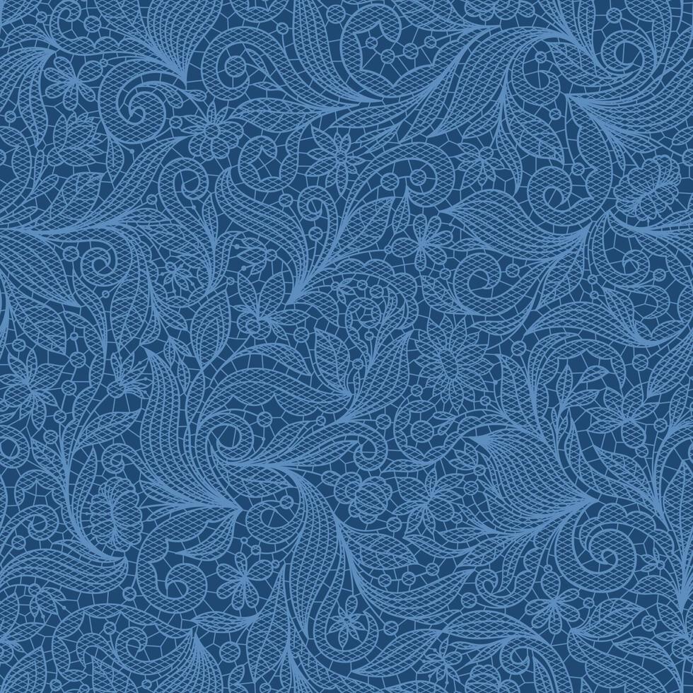 BLUE VECTOR SEAMLESS BACKGROUND WITH FLORAL LACE