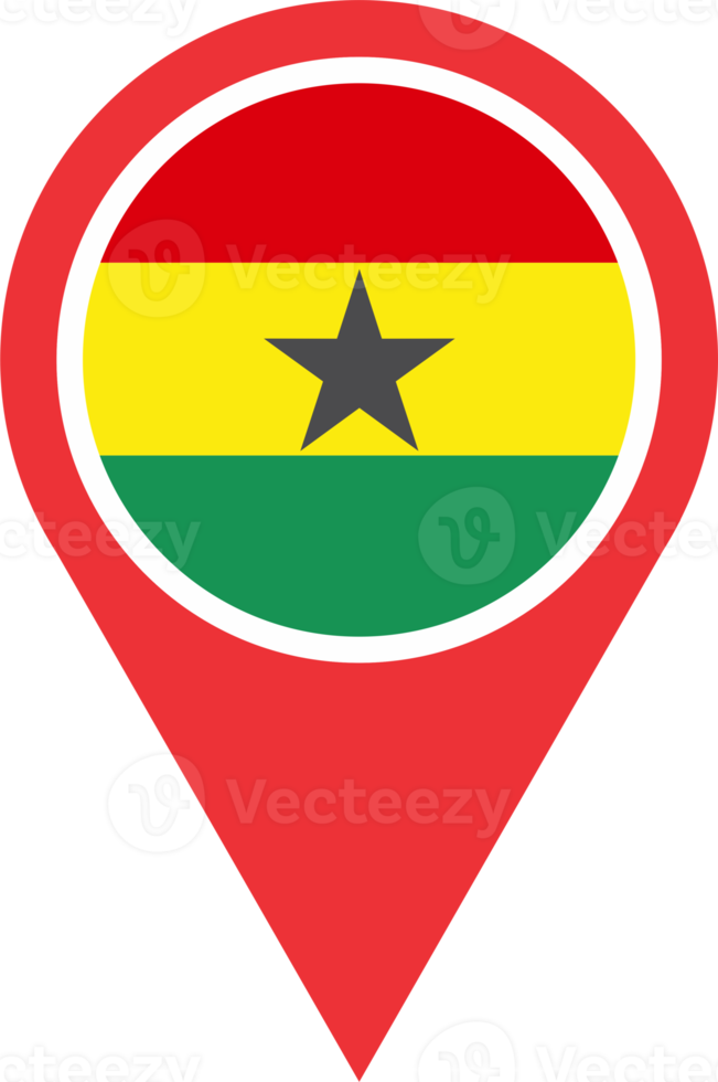 Ghana  flag pin map location png