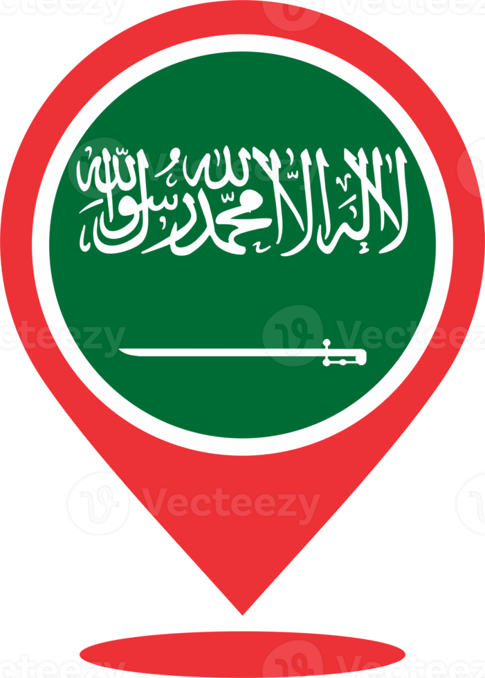 Saudi Arabia flag pin map location png