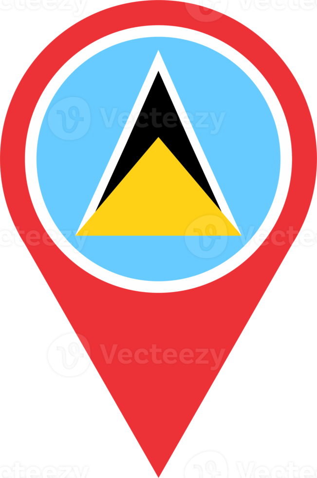 Saint Lucia flag pin map location PNG