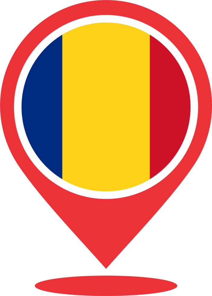 Romania flag pin map location PNG