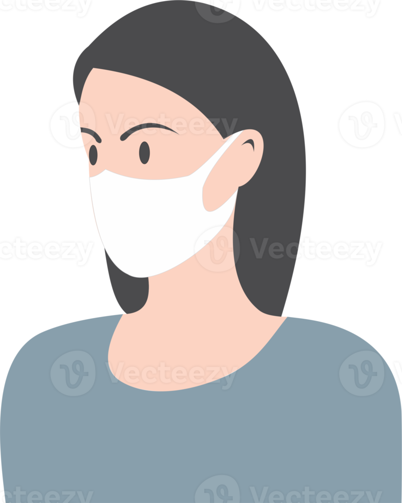 The woman wear white mask PNG