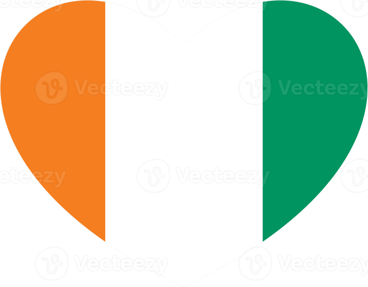 Cote d'Ivoire flag heart shape PNG