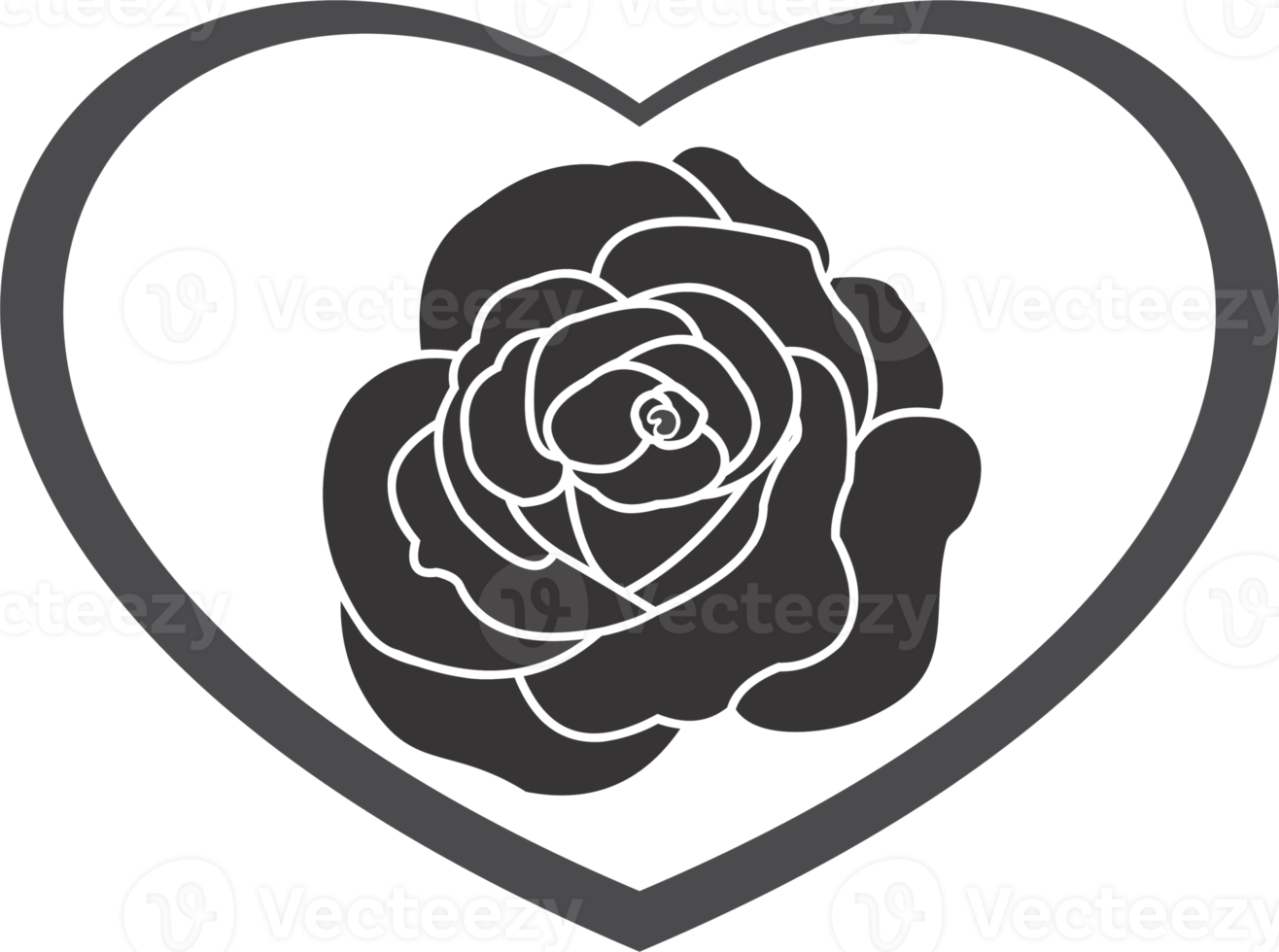 Heart and rose flower tattoo PNG
