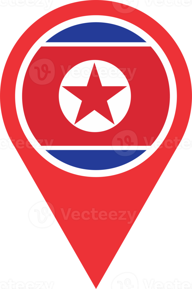 North Korea flag pin map location png