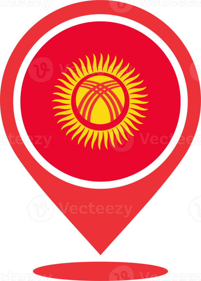 Kyrgyzstan  flag pin map location png