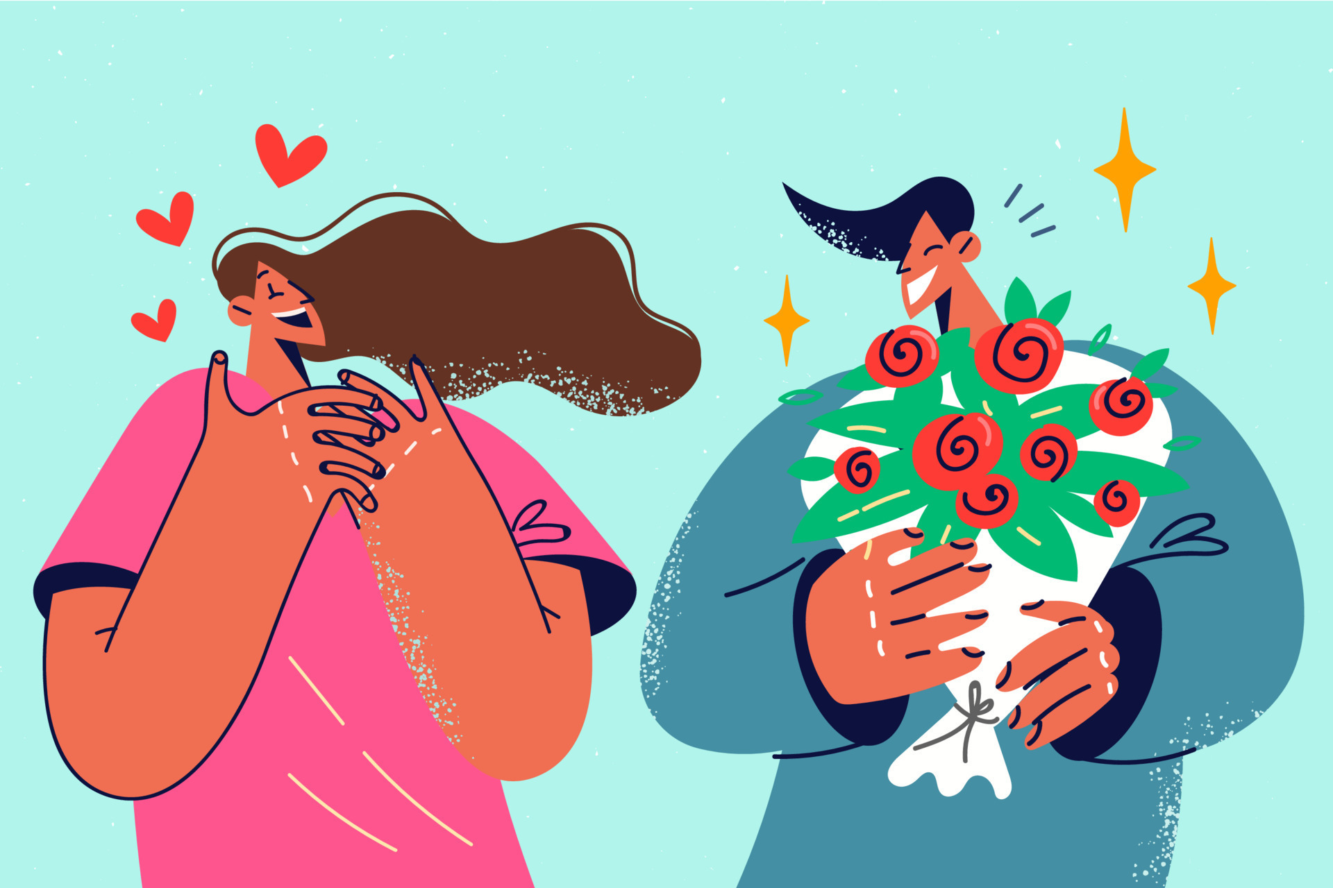 loving-man-presenting-flowers-to-excited-woman-smiling-male-lover