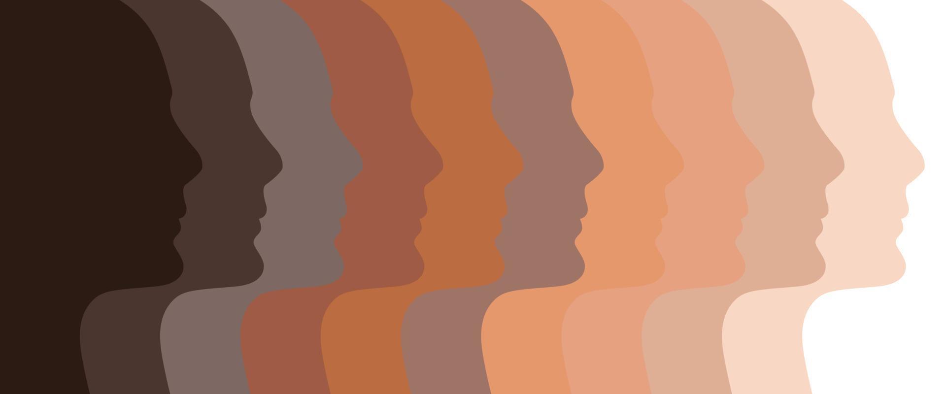 Head Shapes in Various Skin Colors - Diversity Concept vector