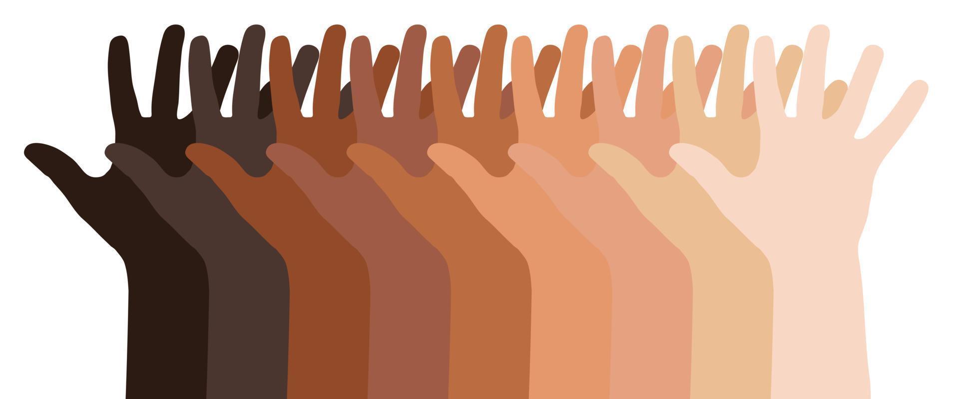 Many Hands Of Different Skin Color - Diversity Concept vector