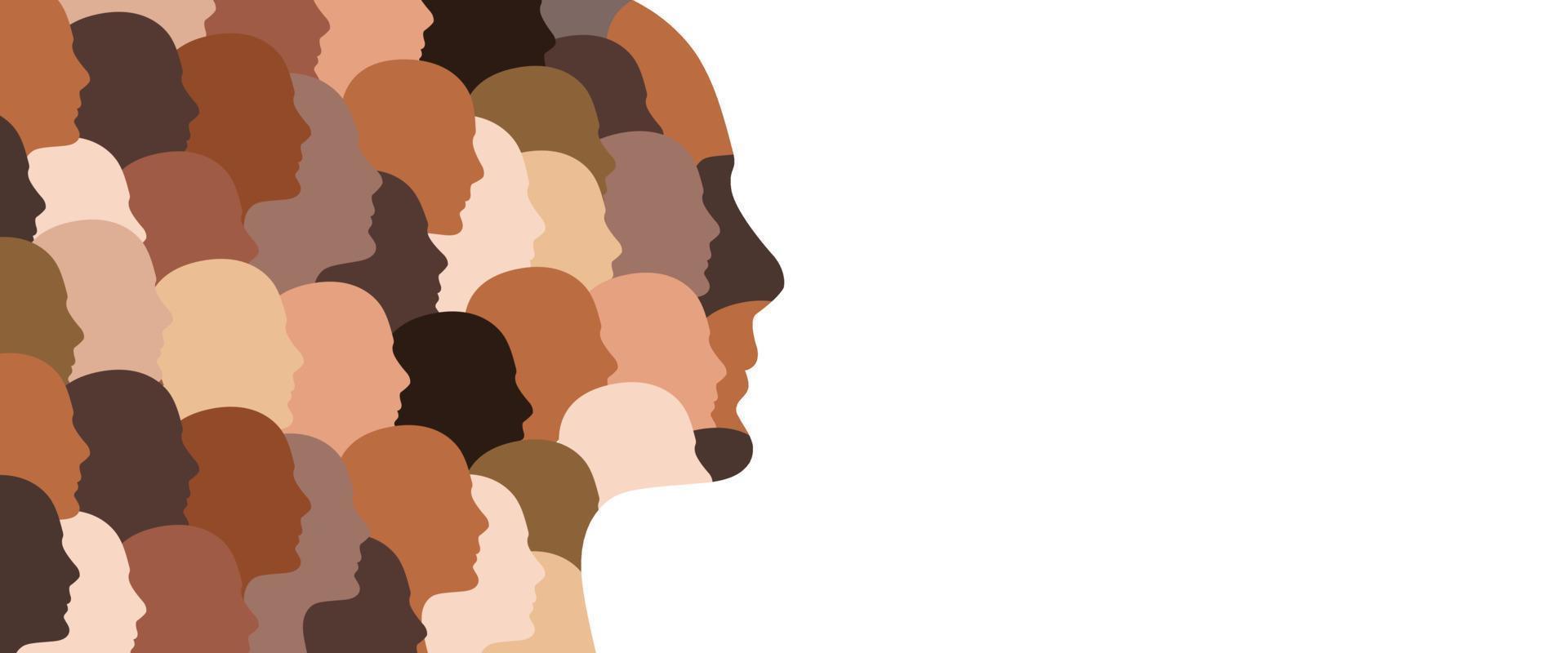 Head Shapes in Various Skin Colors - Diversity Concept vector