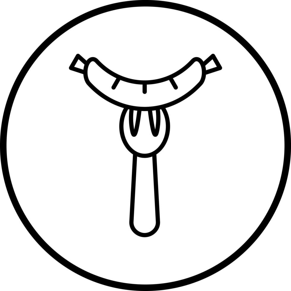 Sausage on Fork Vector Icon Style