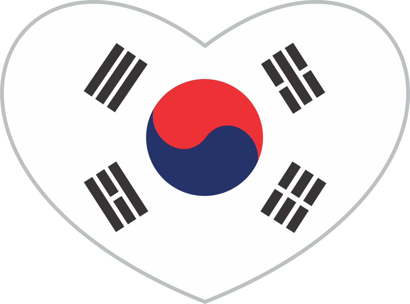 koreanska flagga hjärta form png