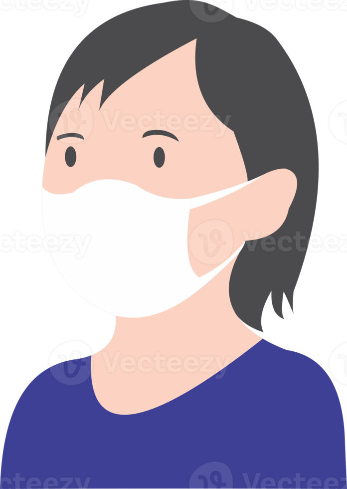 Kid wear white mask PNG
