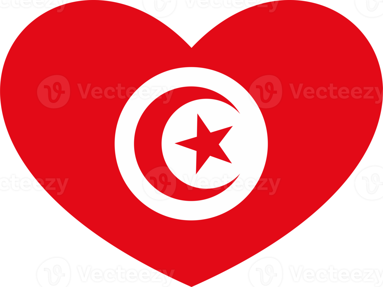 Tunisia flag heart shape PNG
