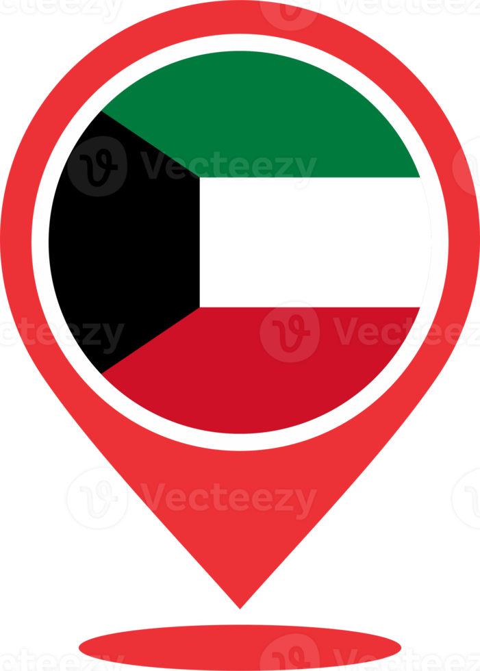 Kuwait bandera alfiler mapa ubicación png