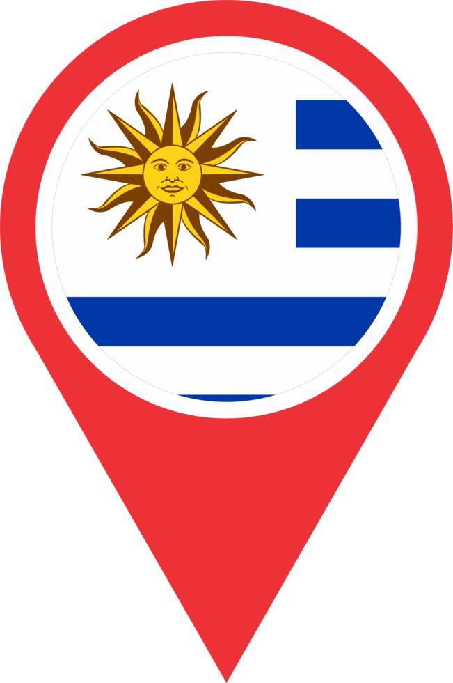 Uruguay flag pin map location PNG