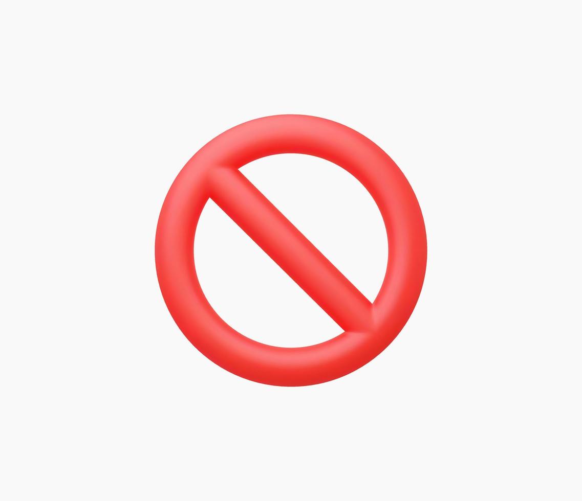 3d Realistic Red prohibited sign vector illustration.