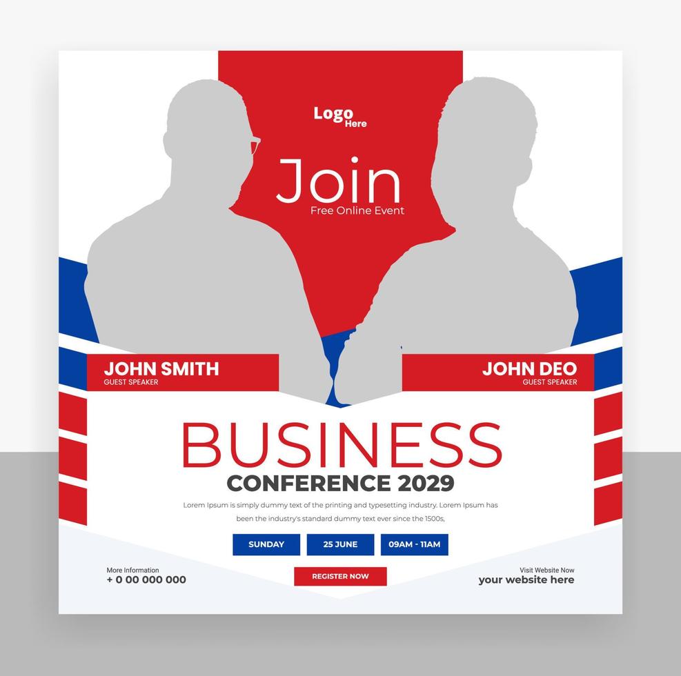 abstract business conference social media post webinar banner vector